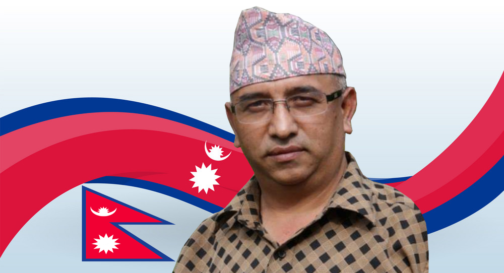 Nepal National flag. Modern unusual shape. Design template for decoration of flyer and card, poster, banner and logo. Isolated vector illustration.